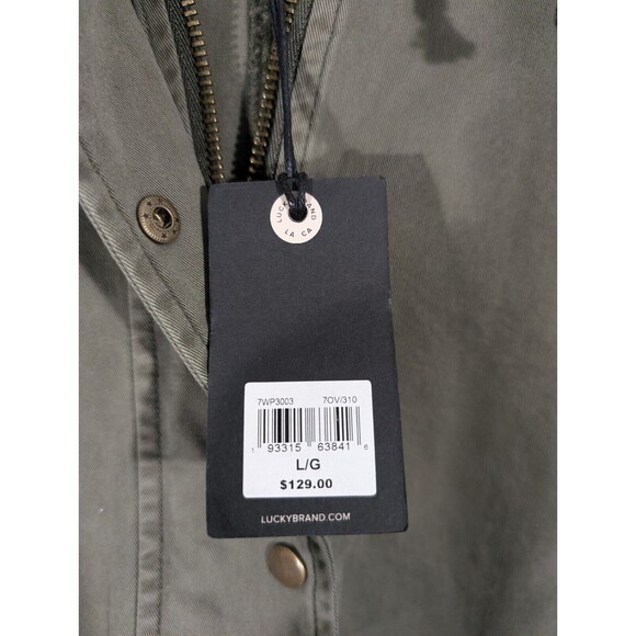 NWT Lucky Brand Jacket Women L Green Hooded Utility Full Zip Military Field - Picture 4 of 8
